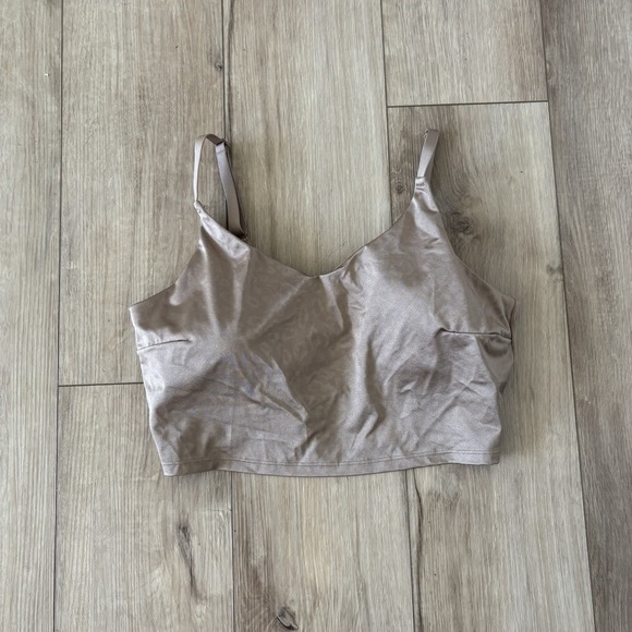 Athleta Tops - Athleta Crop Top Womens Large Aurora V-Neck Tank Top Brown Taupe Built-in Bra